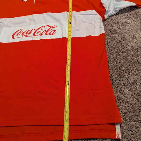 New With Tags Unisex Coca-Cola Red and White Long Sleeve Rugby Polo Shirt Size X - Picture 10 of 11